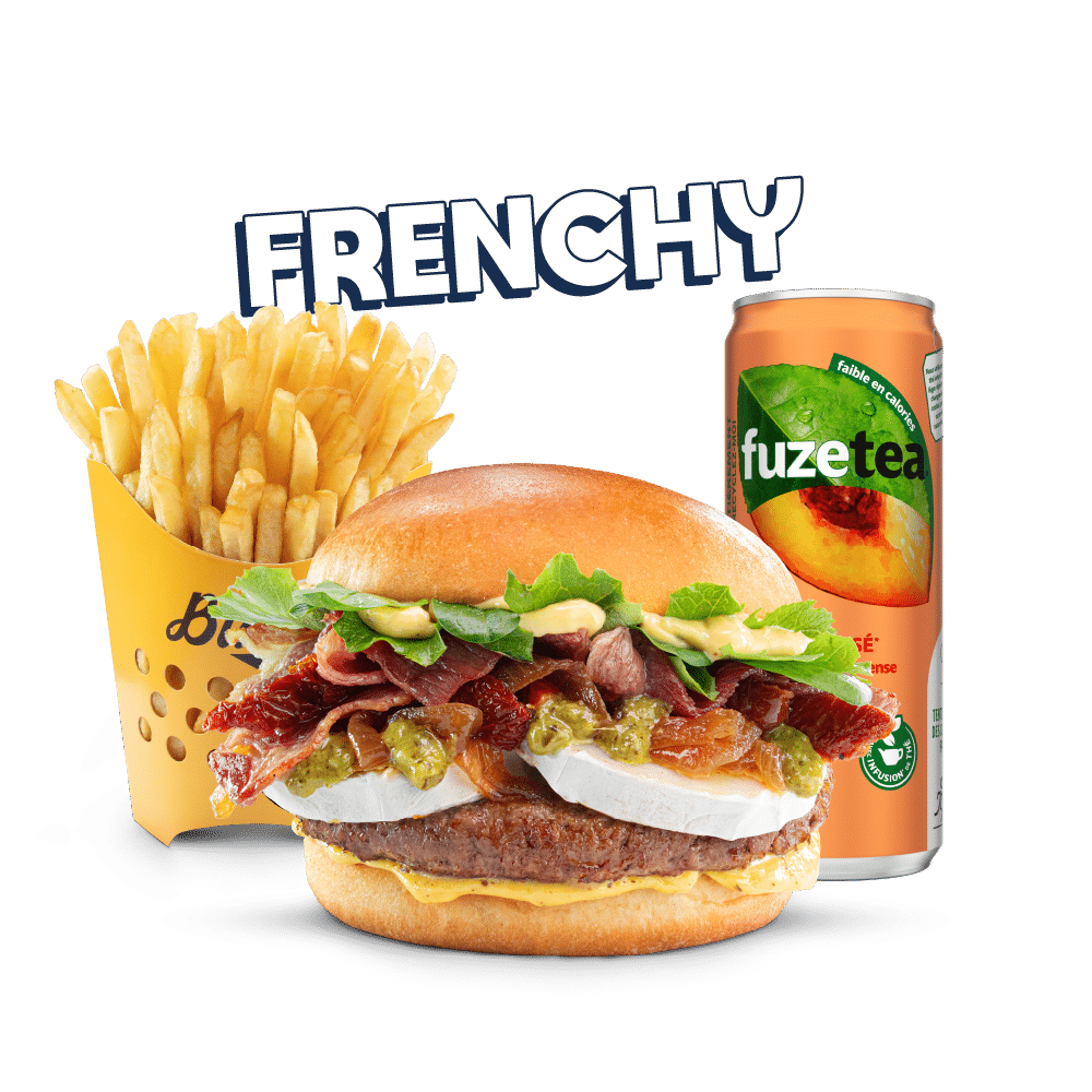 Image du menu Burger Bar Frenchy, avec Frites et Fuze Tea chez Str'Eat Burger