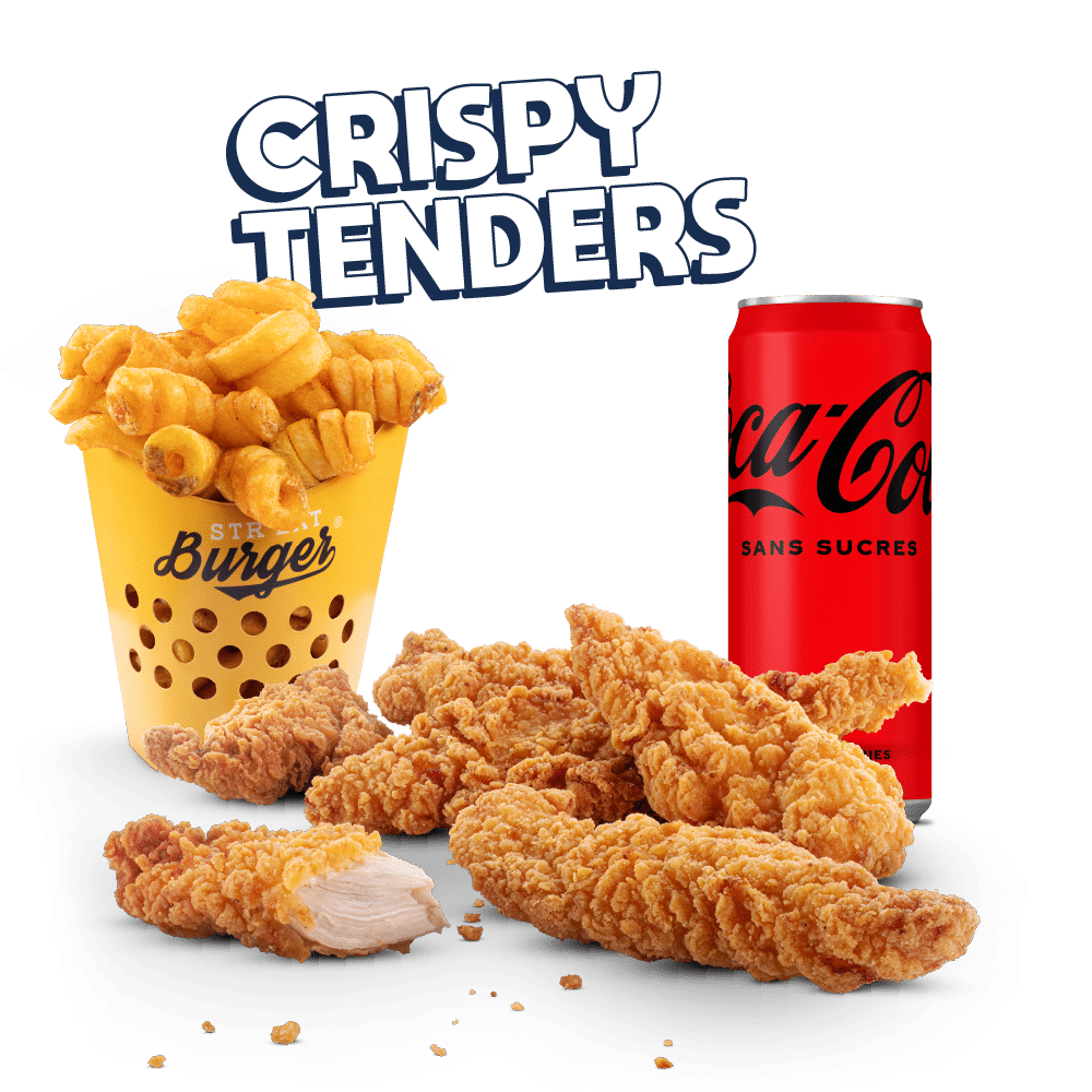 MENU CRISPY TENDERS Image du menu Crispy Tenders, avec Twisters et Coca Zéro chez Str'Eat Burger