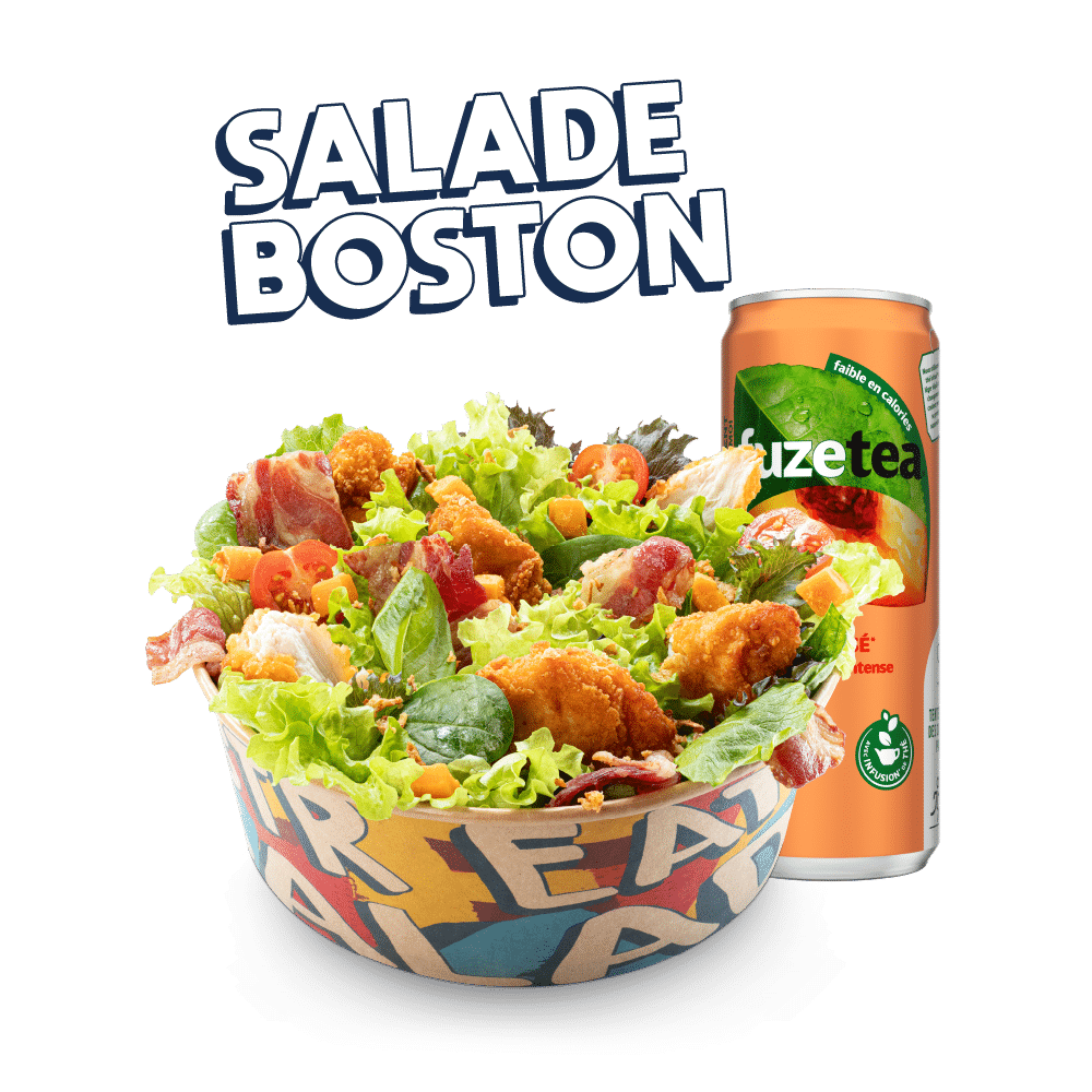 MENU SALADE BOSTON Image du menu Salade Boston, avec Fuze Tea chez Str'Eat Burger