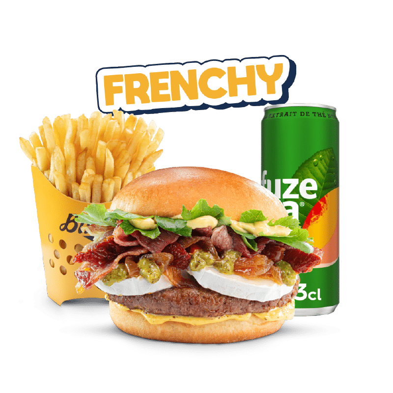 Image du menu Burger Bar Frenchy, avec Frites et Fuze Tea chez Str'Eat Burger