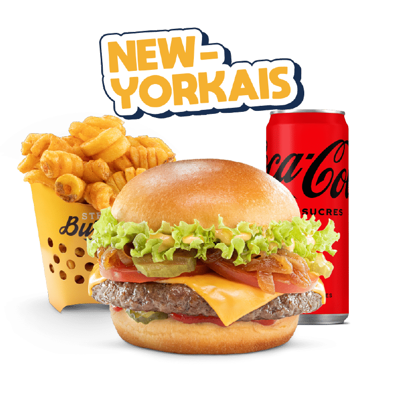 Image du menu Burger Bar New-Yorkais, avec Twisters et Coca Zéro chez Str'Eat Burger