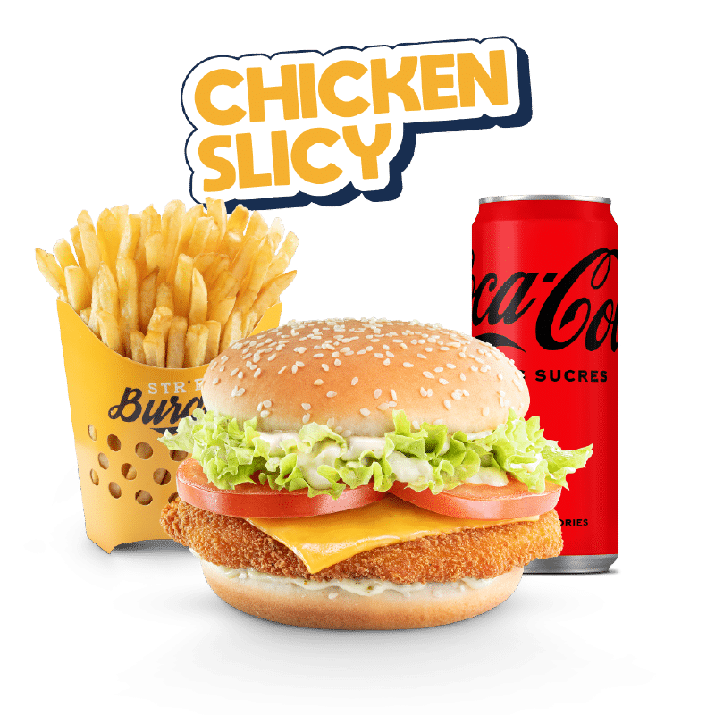 Image du menu Chicken Slicy, avec Frites et Coca Zéro chez Str'Eat Burger
