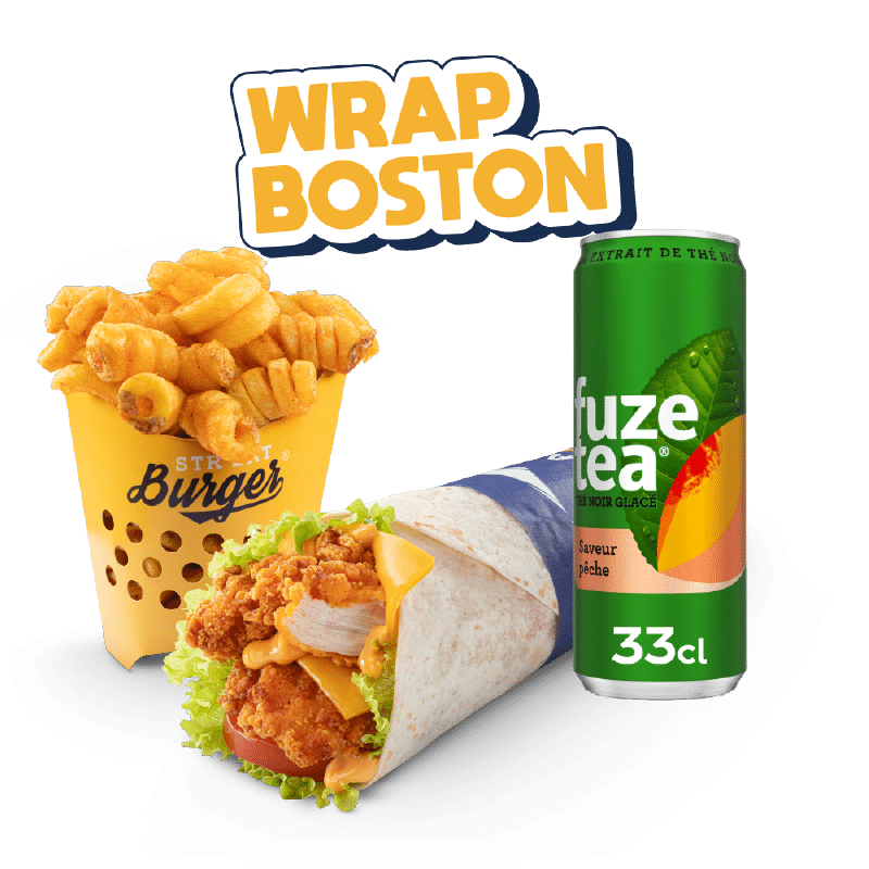 Image du menu Wrap Boston, avec Frites et Coca Cola chez Str'Eat Burger