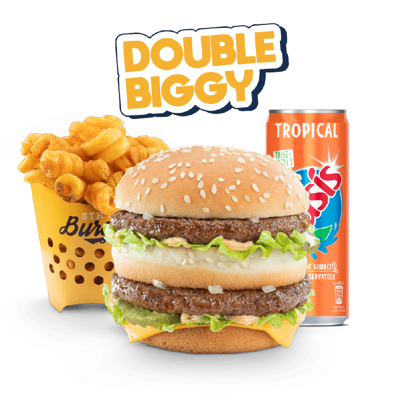 Image du menu Classic Double Biggy, avec Twisters et Oasis chez Str'Eat Burger