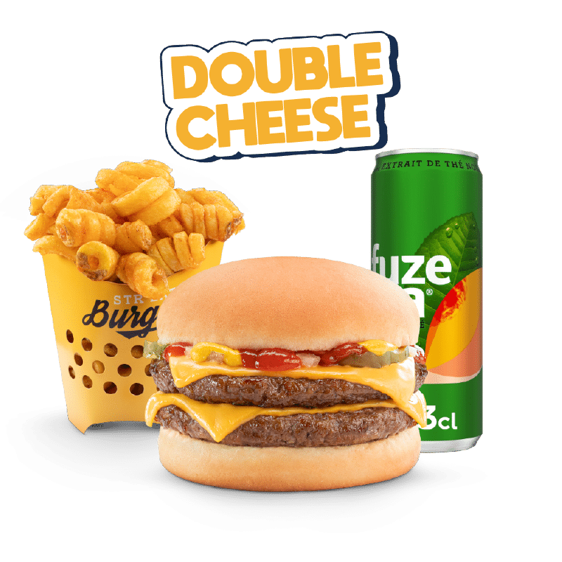 Image du menu Classic Double Cheese, avec Twisters et Fuze Tea chez Str'Eat Burger