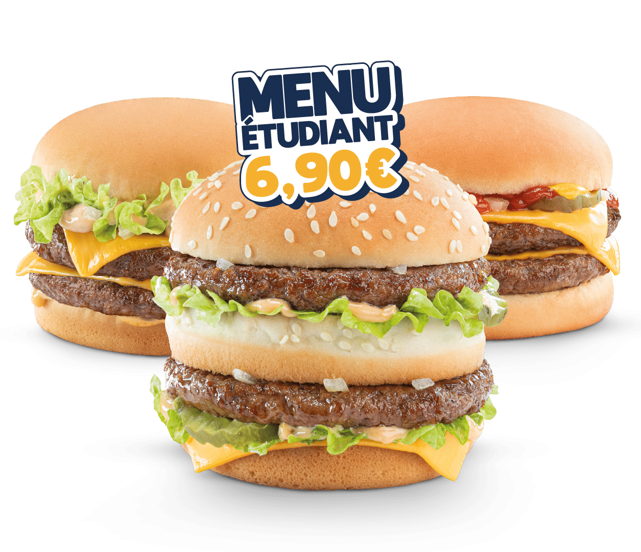 MENU ÉTUDIANT - DOUBLE BIGGY, DOUBLE CHEESE, GIANT CLASSIC